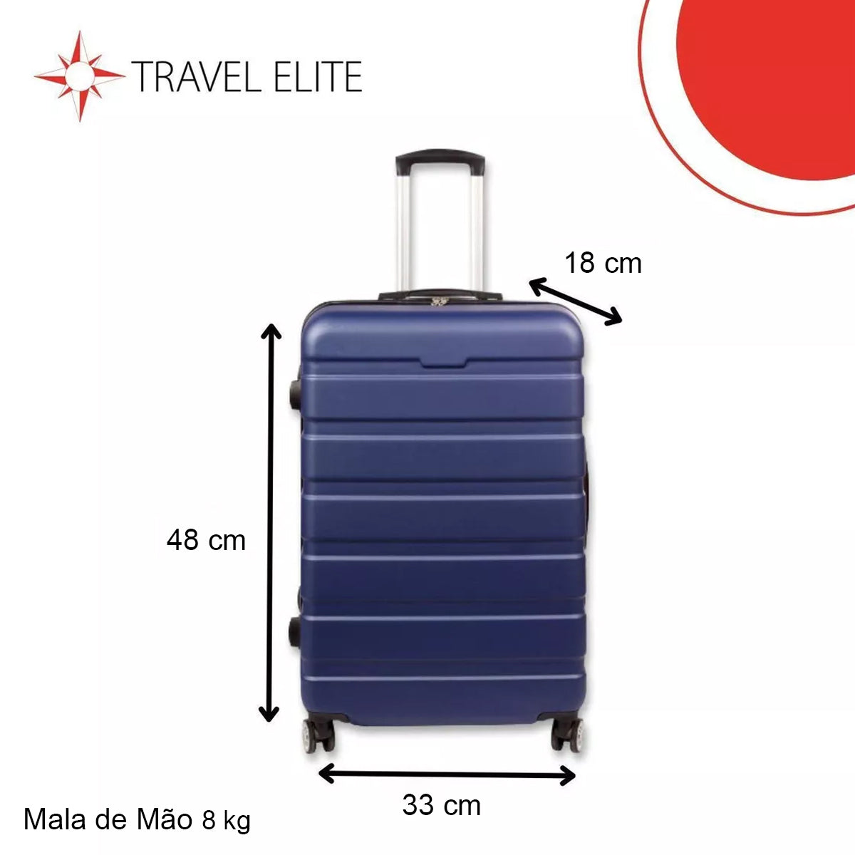 Mala de Mão Pequena 8 kg Em Abs Rodas 360° Com Cadeado