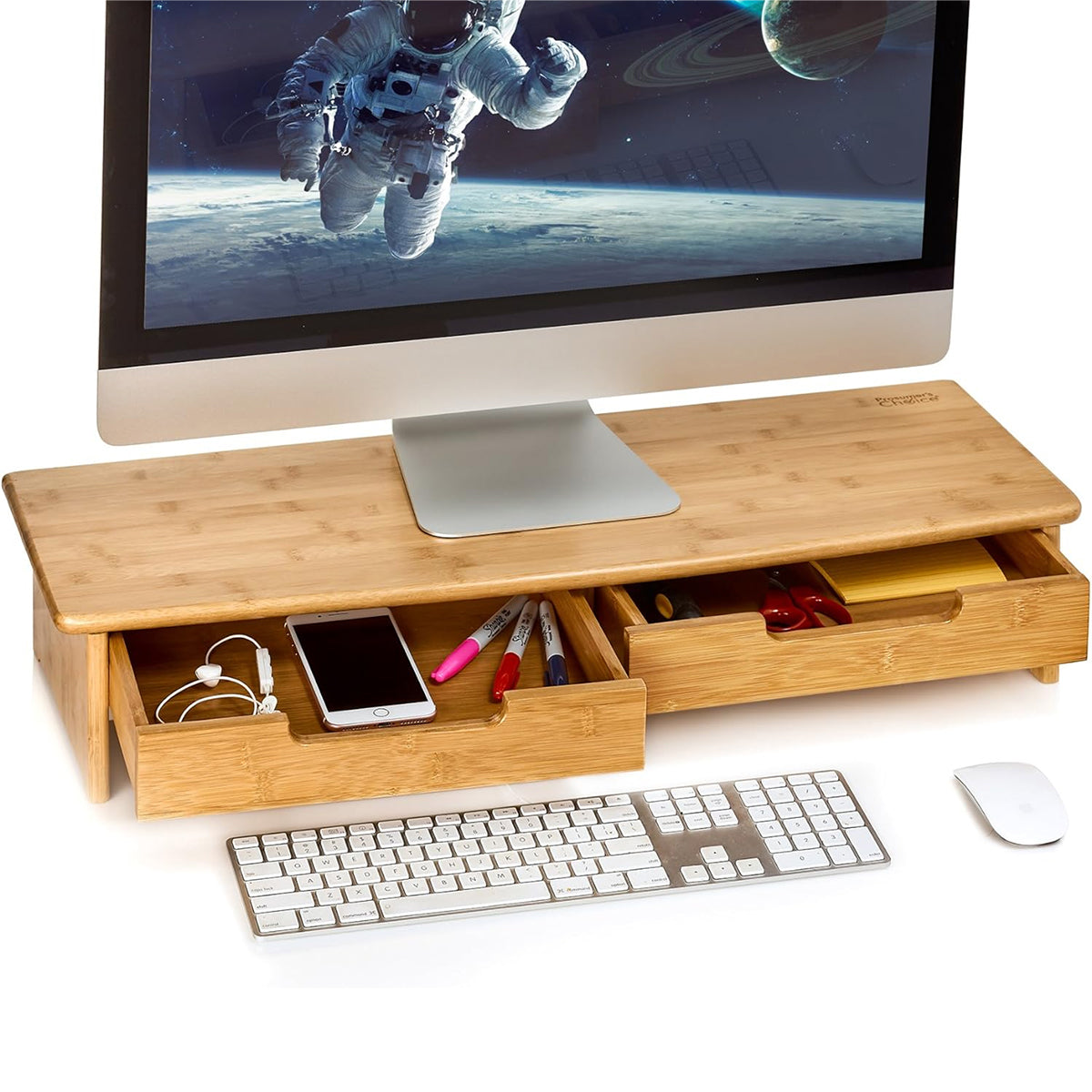 Suporte Para Monitor de Mesa Elevado em Bambu