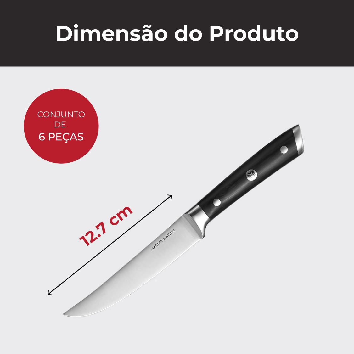 Set 6 Faca Chef 12,7cm Aço Damasco Master Maison com afiador