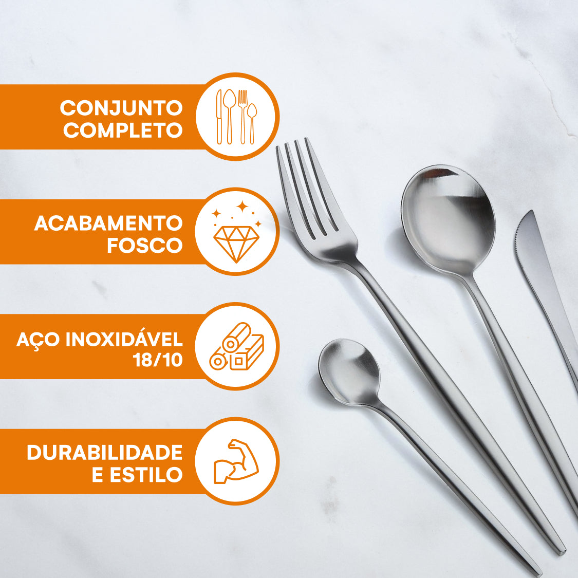 Conjunto de Talheres Bruntmor em Aço Inox 16 Peças
