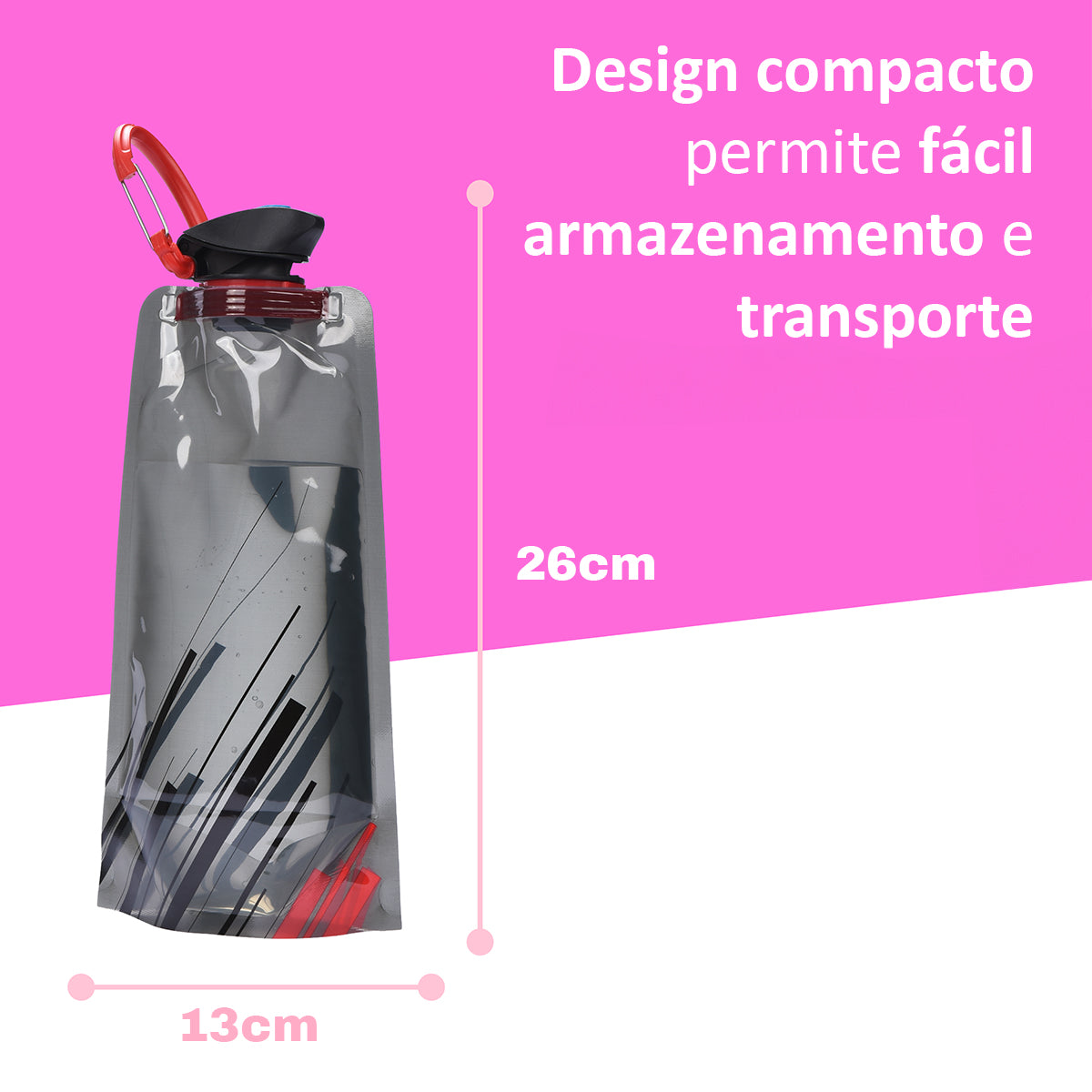 Garrafa de Água Squeeze de Plástico Dobrável Portátil