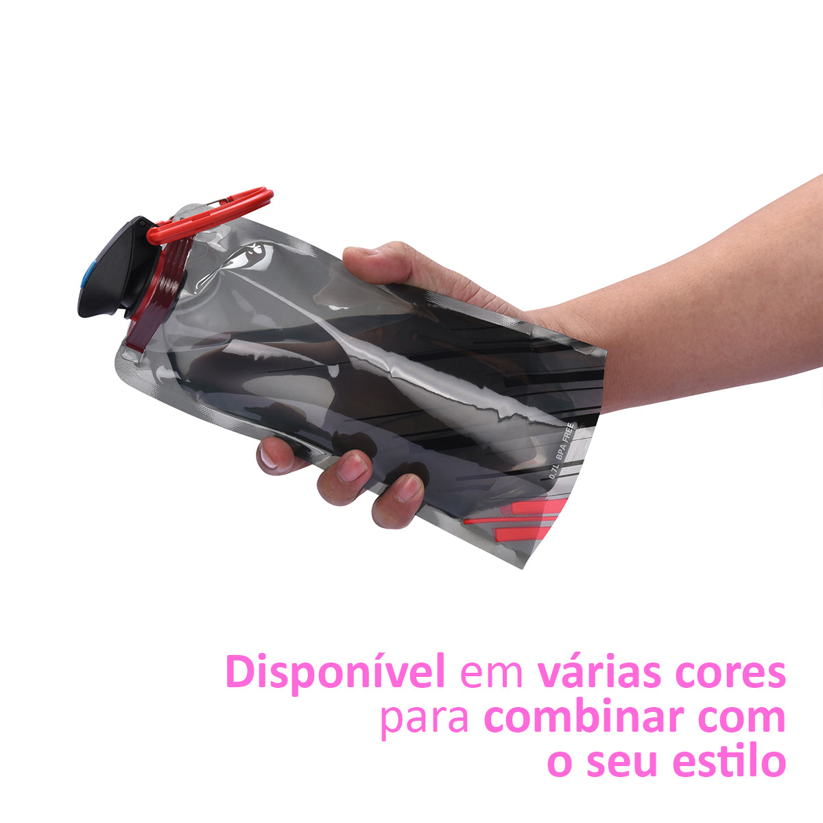Garrafa de Água Squeeze de Plástico Dobrável Portátil