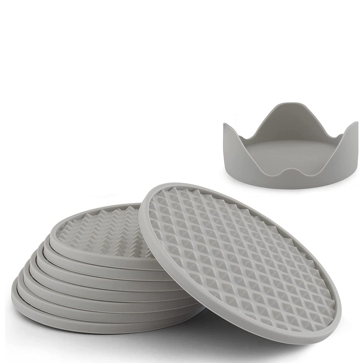kit 8 Porta Copos de Silicone com Suporte Texturizado