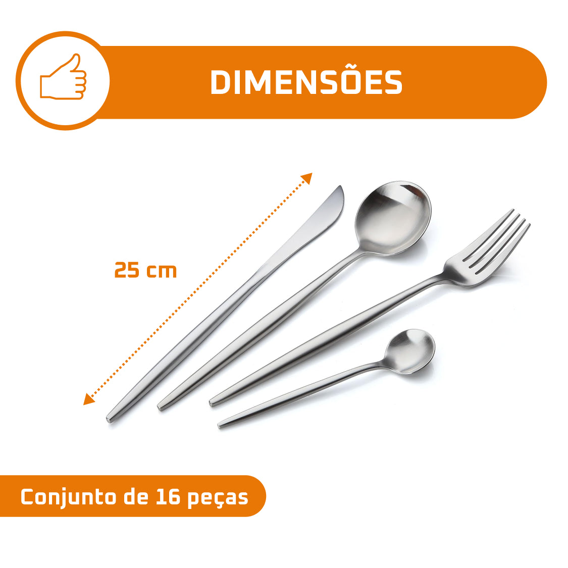 Conjunto de Talheres Bruntmor em Aço Inox 16 Peças