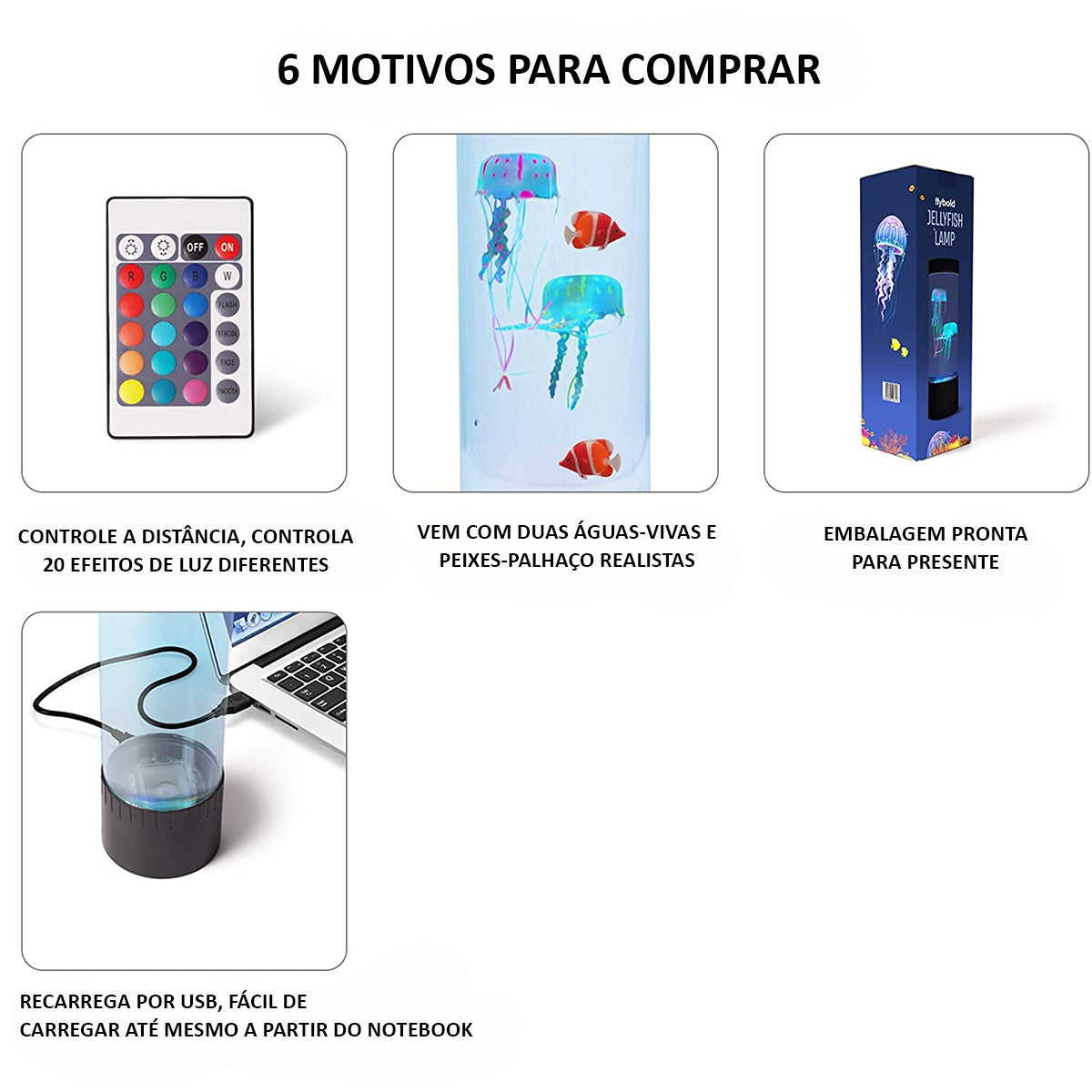 Luminária Decorativa Água-viva de LED Com 20 Cores
