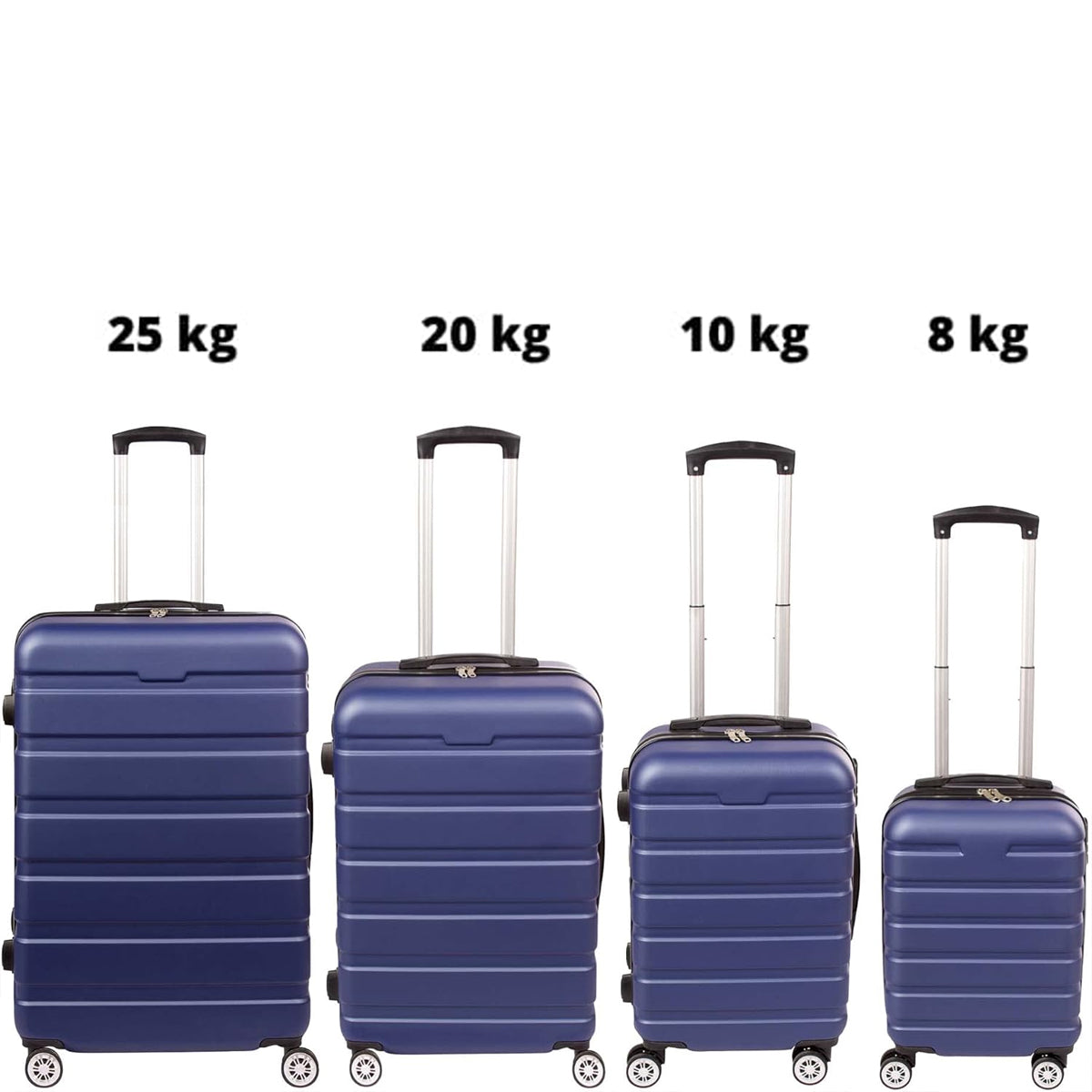 Kit 4 Malas de Viagem 8kg, 10 kg, 20 kg e 25 kg Rodas 360°
