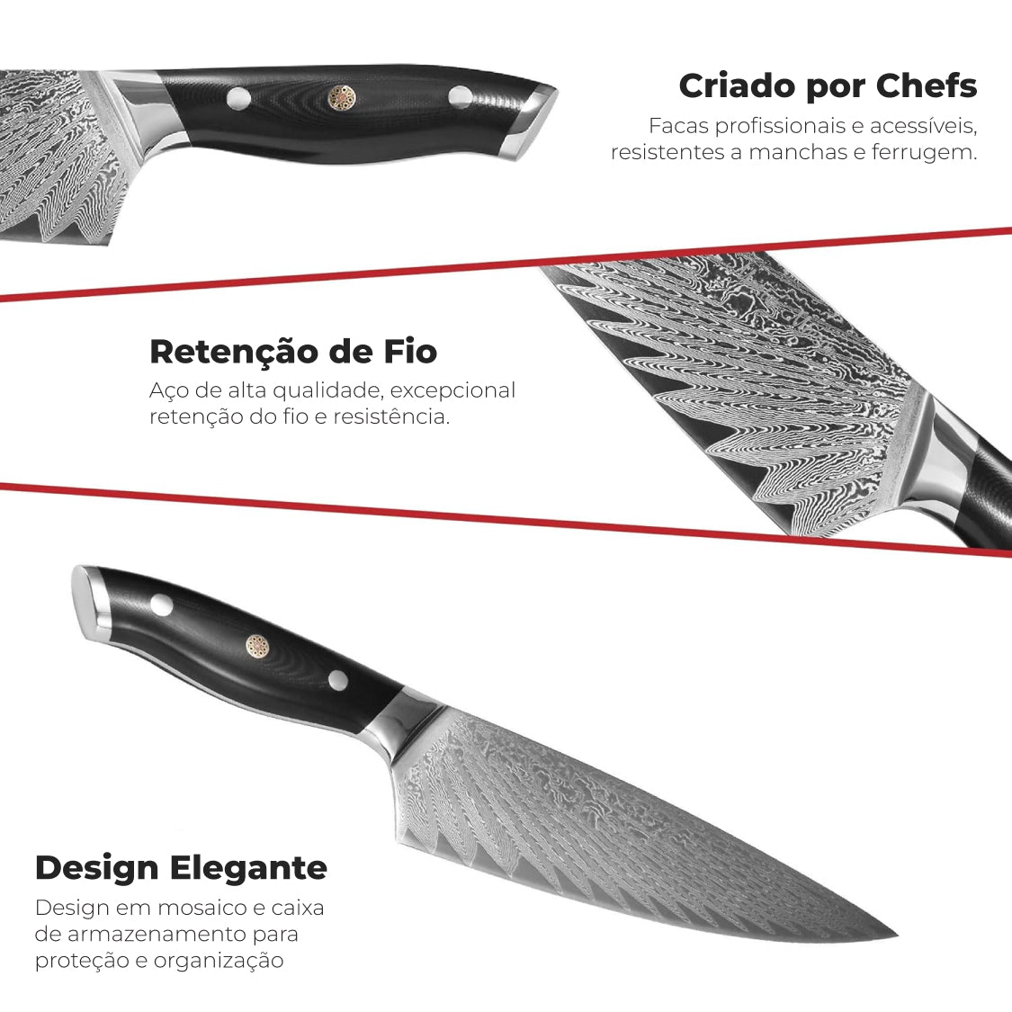 Faca de Chef 20,3 cm Master Maison em Aço Damasco