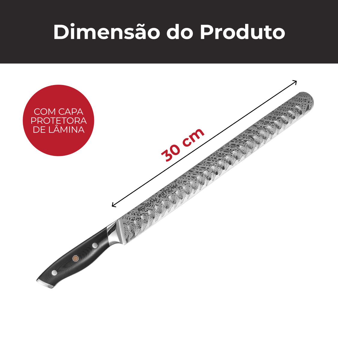Faca Chef 20cm Aço Damasco Com Pedra de Afiar