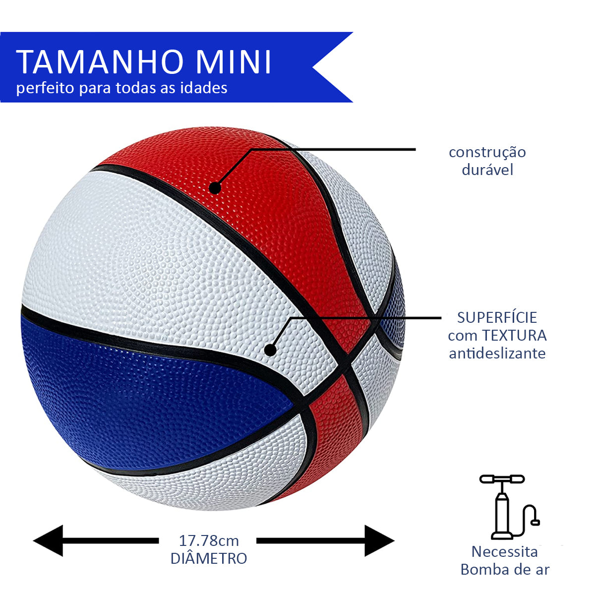 Kit 3 Mini Bolas de Basquete Antiderrapantes Para Crianças