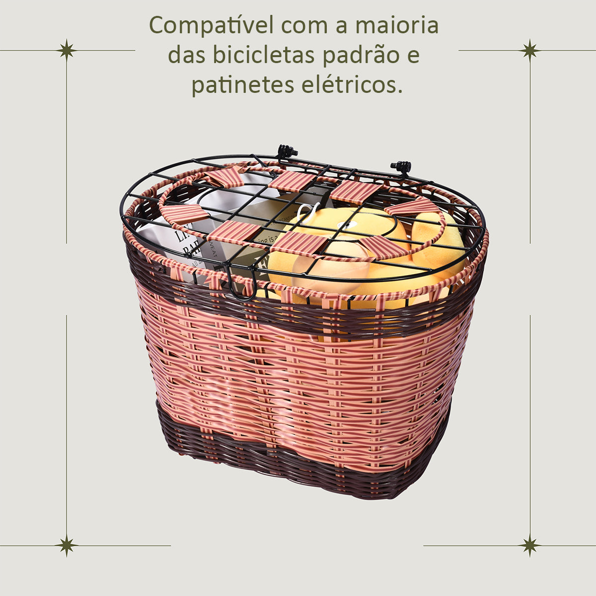 Cesta Dianteira Removível para Bicicleta Estilo Antigo