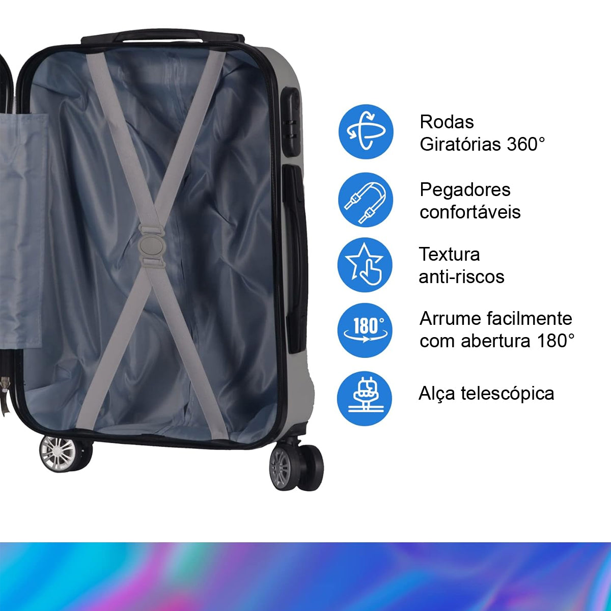 Kit 2 Malas de Viagem 10kg e 25kg Resistentes Com Rodas 360°