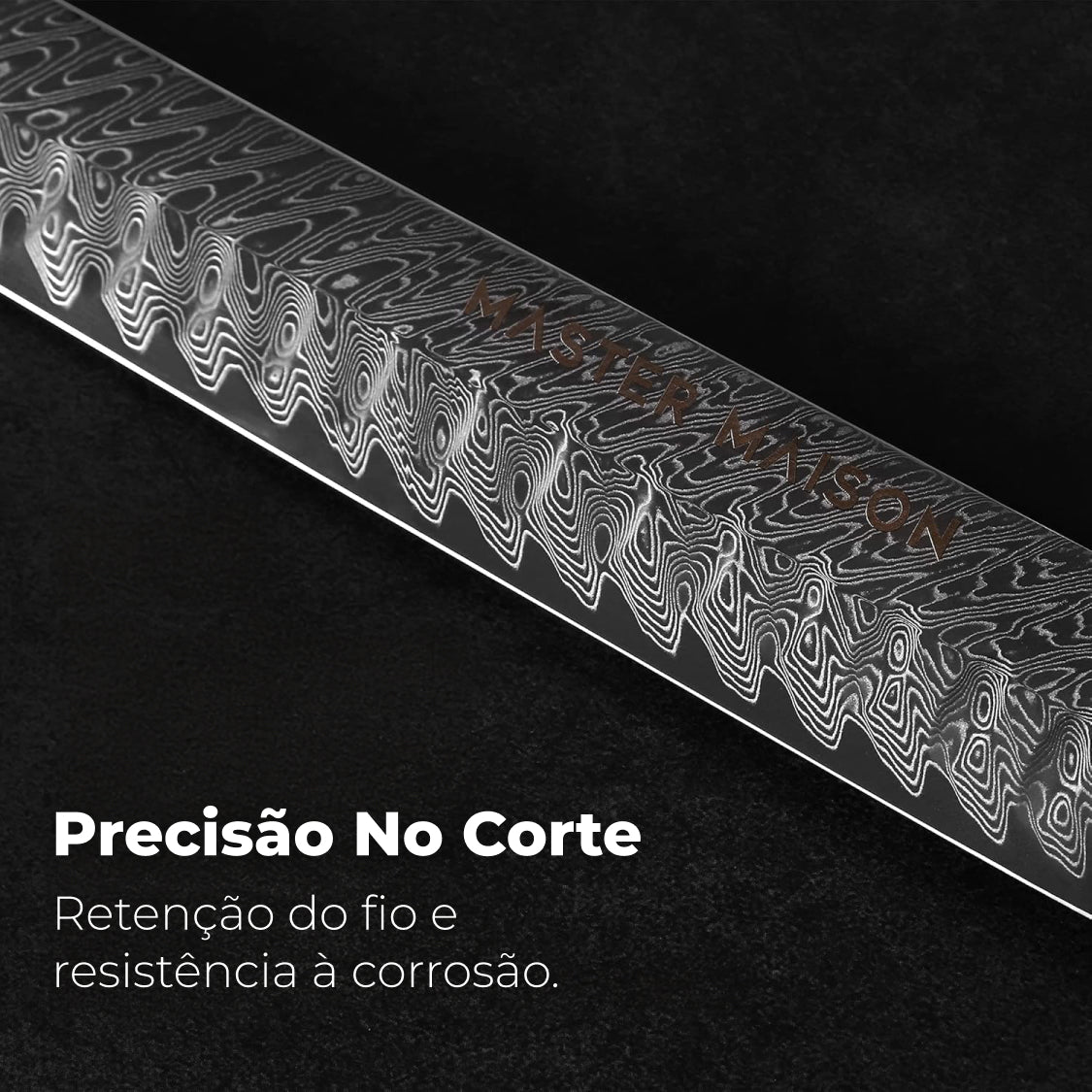 Faca Chef 20cm Aço Damasco Com Pedra de Afiar