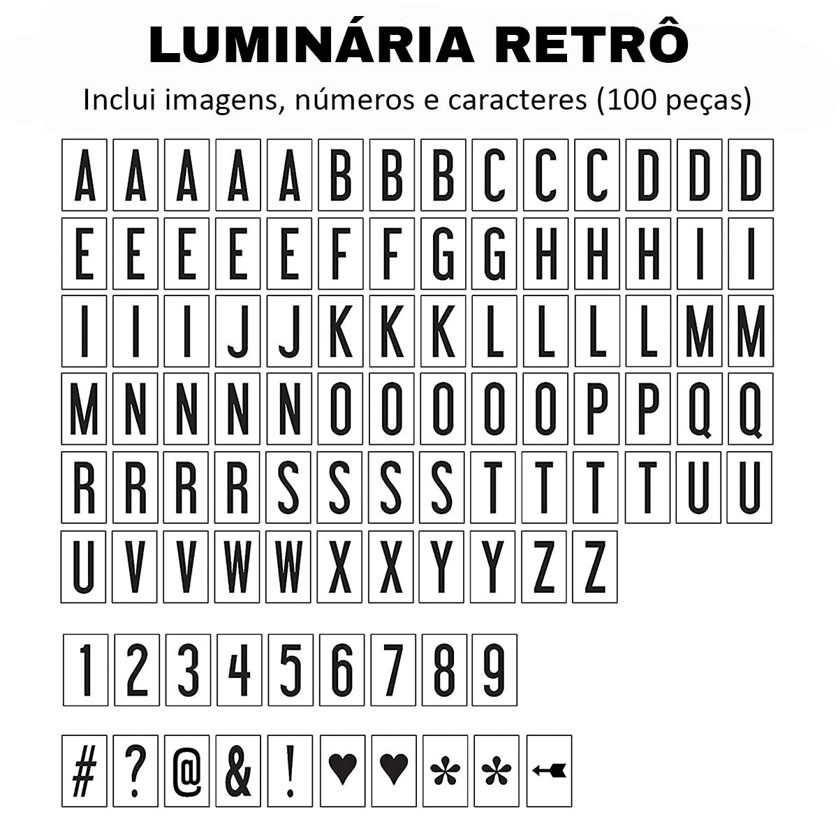 Luminária Letreiro de LED Cinema Light Box Com 100 Peças