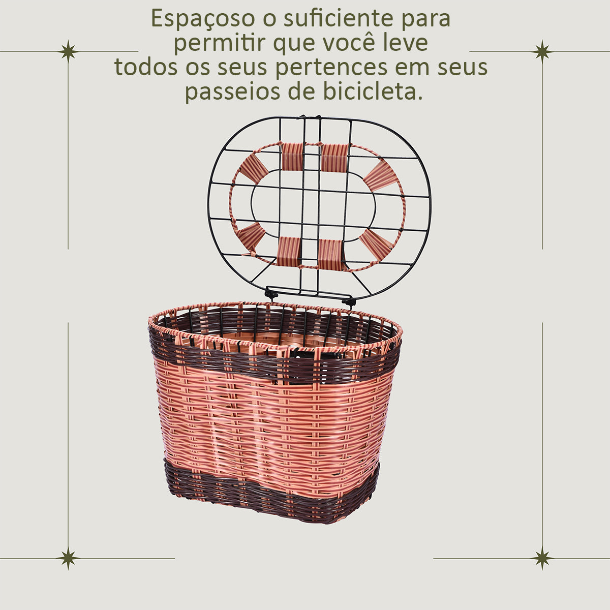 Cesta Dianteira Removível para Bicicleta Estilo Antigo