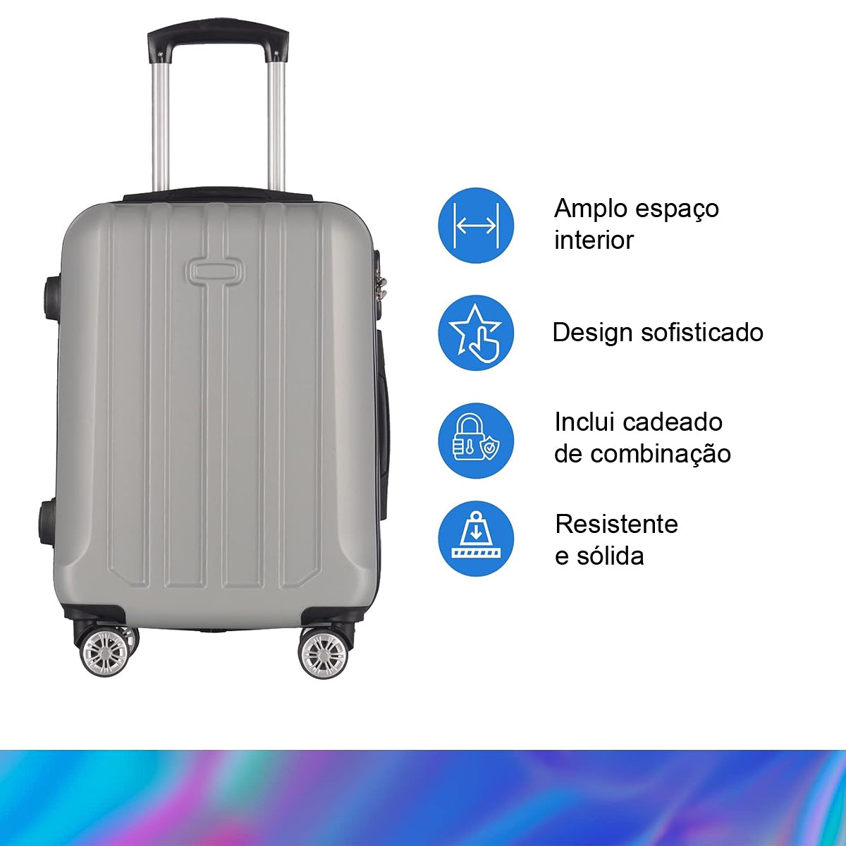 Kit 2 Malas de Viagem 10kg e 25kg Resistentes Com Rodas 360°