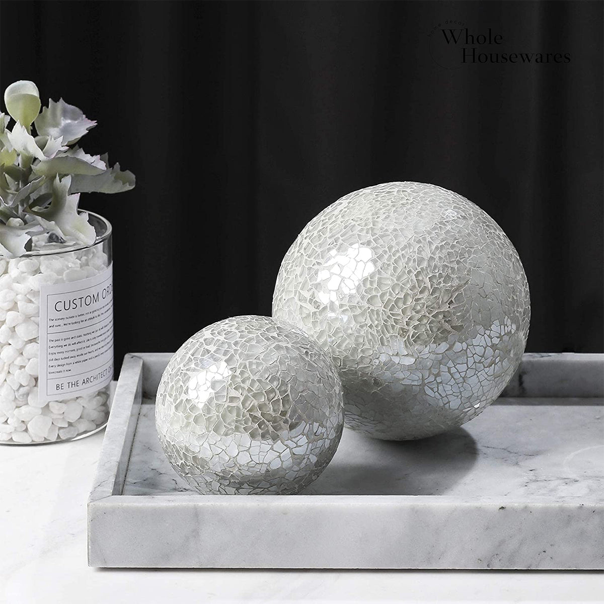 Kit 3 Bolas Decorativas em Mosaico de Vidro Para Interiores