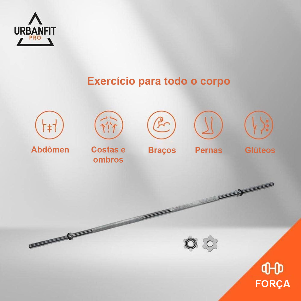 Barra Reta Semi Olímpica UrbanFit Pro Suporta 130kg