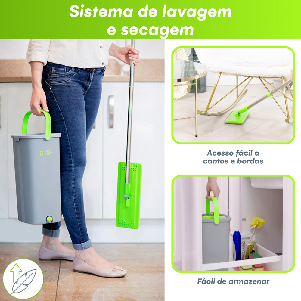 Mop EasyGleam com Balde - Limpador de Piso Prático e Fácil