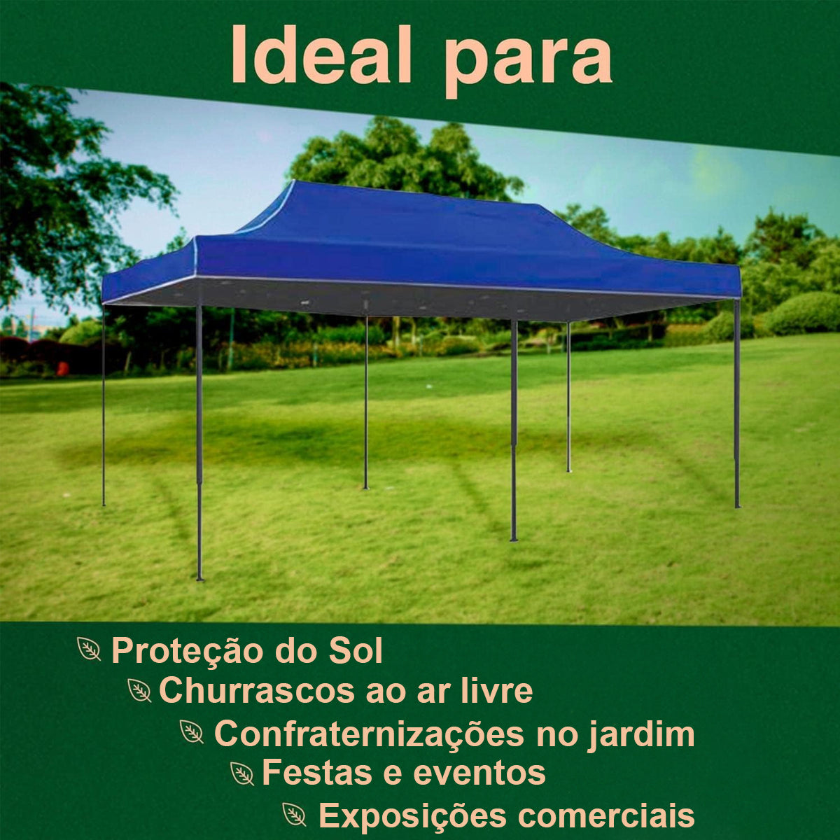 Tenda Gazebo 3x6m Dobrável Impermeável para Uso Externo 12kg