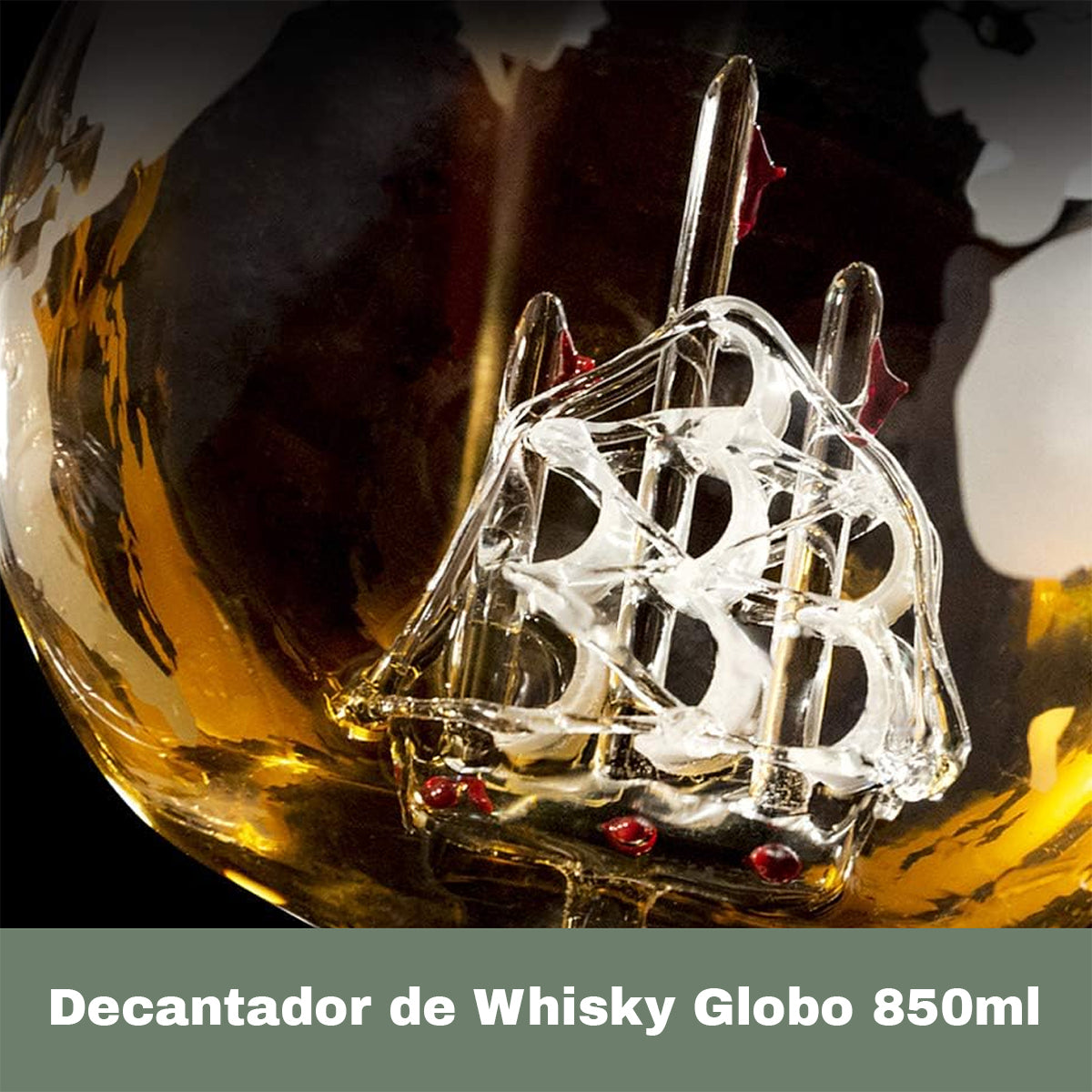 Conjunto de Decantador de Whiskey de 828 ML com 2 Copos