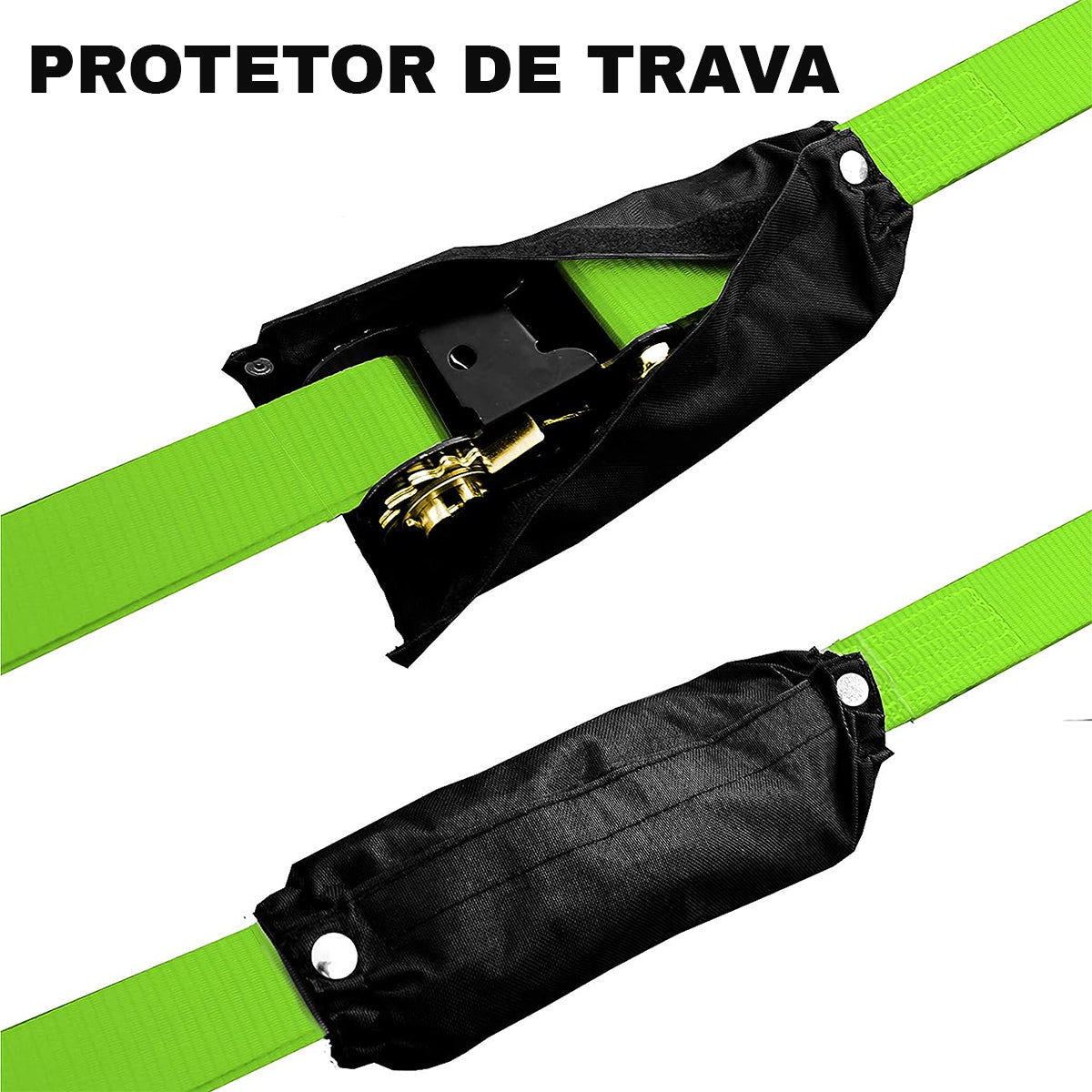 Kit Slackline Verde Corda 17mts Catraca + Alças e Proteções