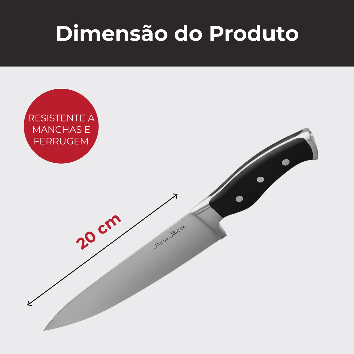 Faca Chef 20 cm Master Maison Aço Inoxidável com Afiador