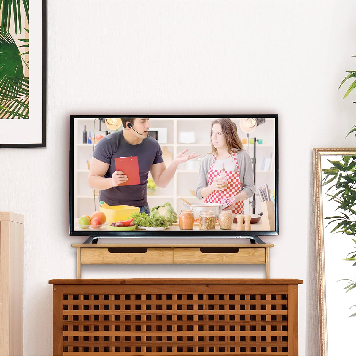 Suporte Para Monitor de Mesa Elevado em Bambu