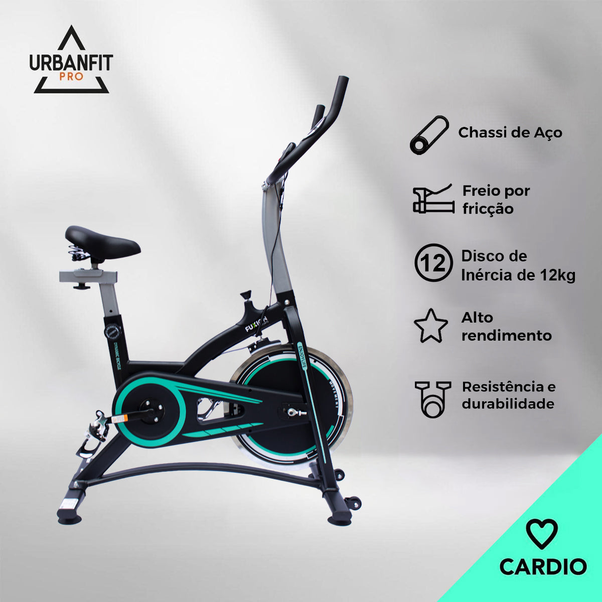 Bicicleta Ergométrica Urbanfit Pro Spinning Inércia 12kg