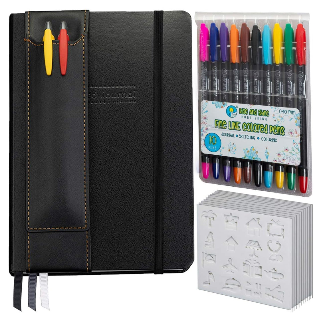Kit de Caderno Capa Dura Canetas e Réguas decorativas
