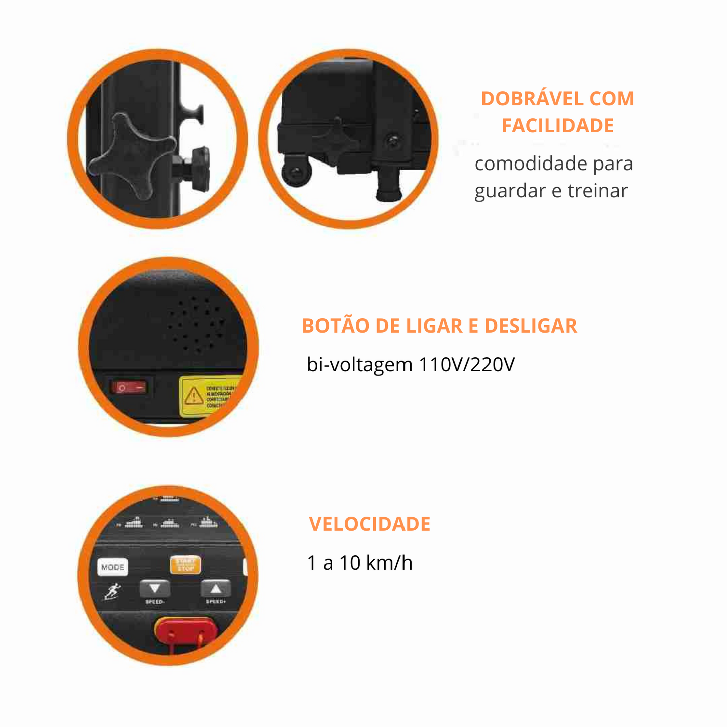 Esteira Ergométrica Elétrica Dobrável 1.25hp Bivolt 110/220v