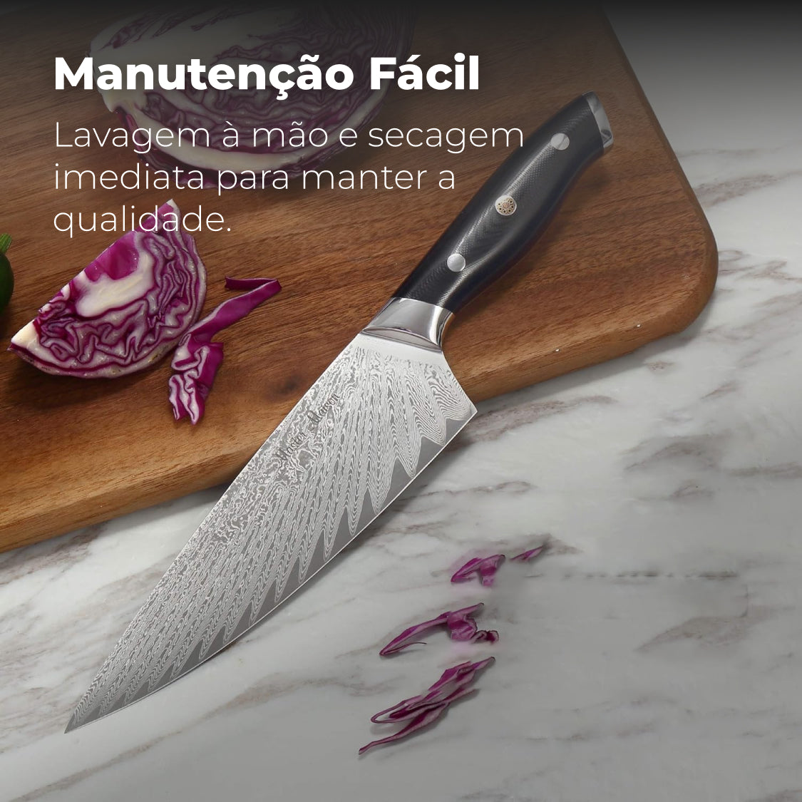 Faca de Chef 20,3 cm Master Maison em Aço Damasco