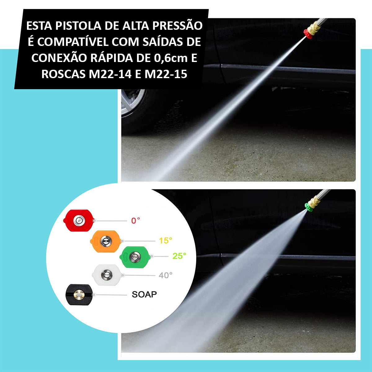 Kit Pistola de Alta Pressão Com Conectores e Travas 5 em 1