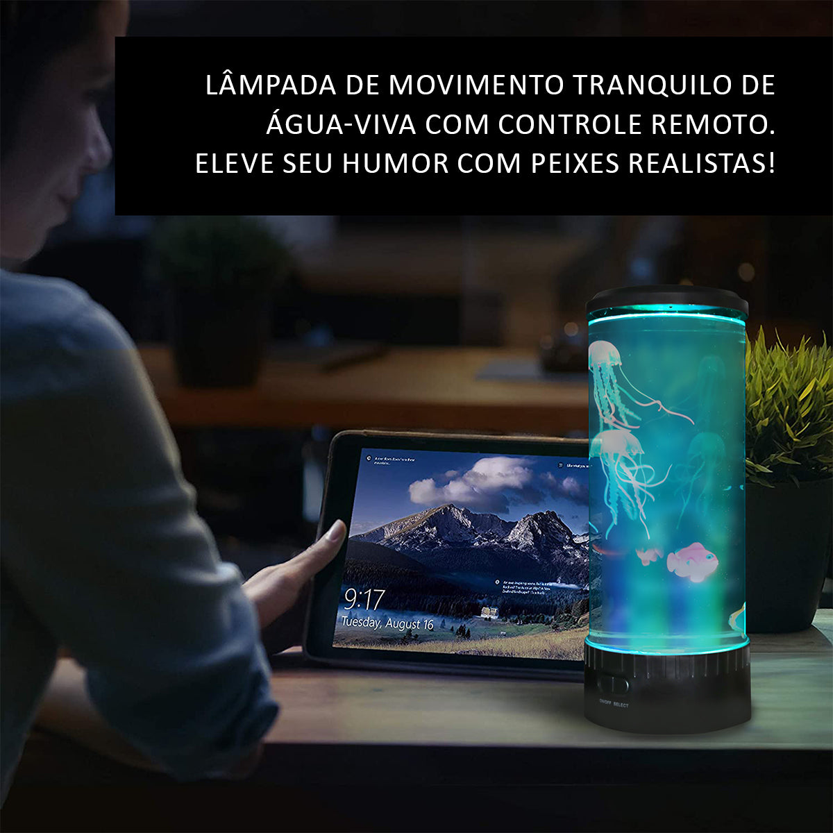 Luminária Decorativa Água-viva de LED Com 20 Cores