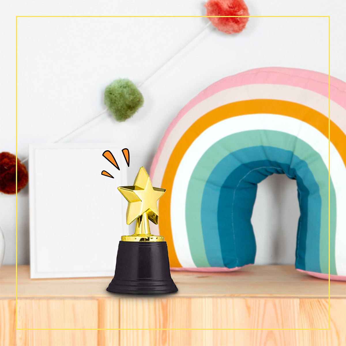 Kit 12 Troféus de Estrela Dourado de Plástico Brinquedo