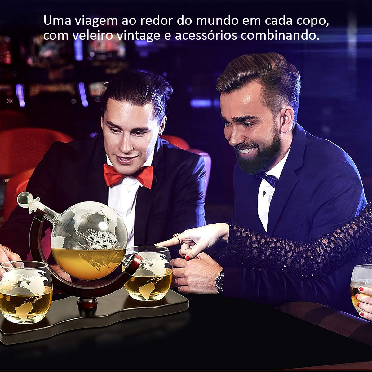 Conjunto de Decantador de Whiskey de 828 ML com 2 Copos
