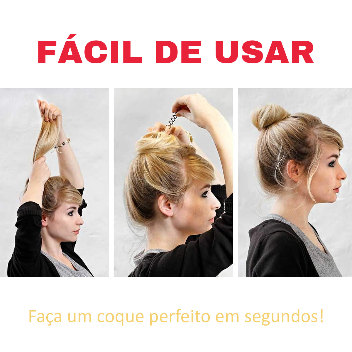 Kit Com 8 Grampos de Cabelo em Espiral Para Coque Fácil