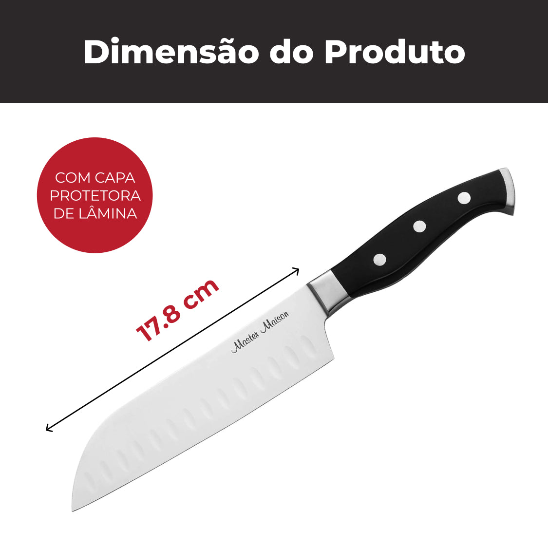 Faca Santoku 18cm Aço Inox Master Maison