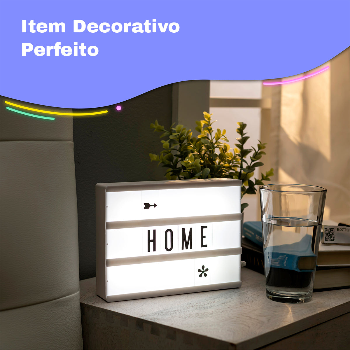 Luminária Letreiro de LED Cinema Light Box Com 100 Peças