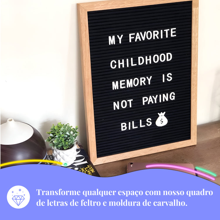 Quadro decorativo de Letras Feltro 40x30cm 460 Peças