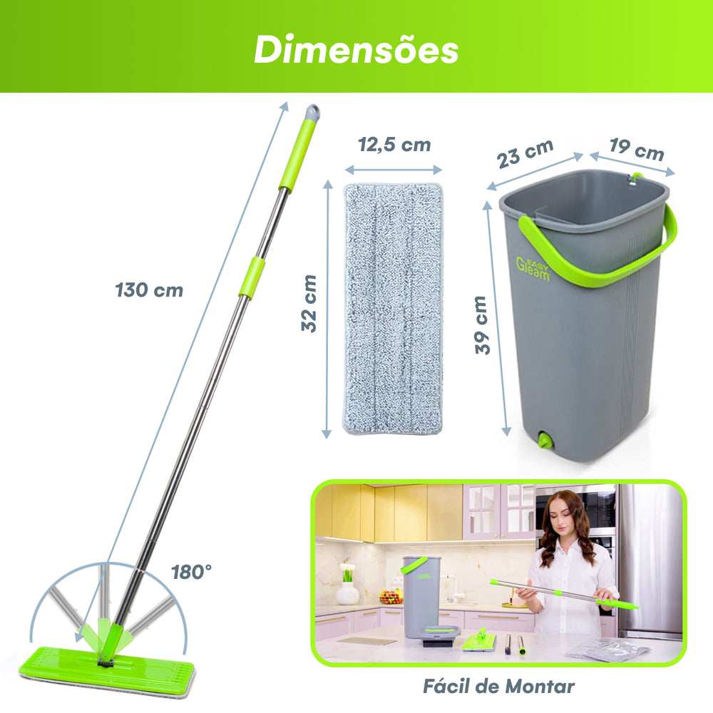Mop EasyGleam com Balde - Limpador de Piso Prático e Fácil