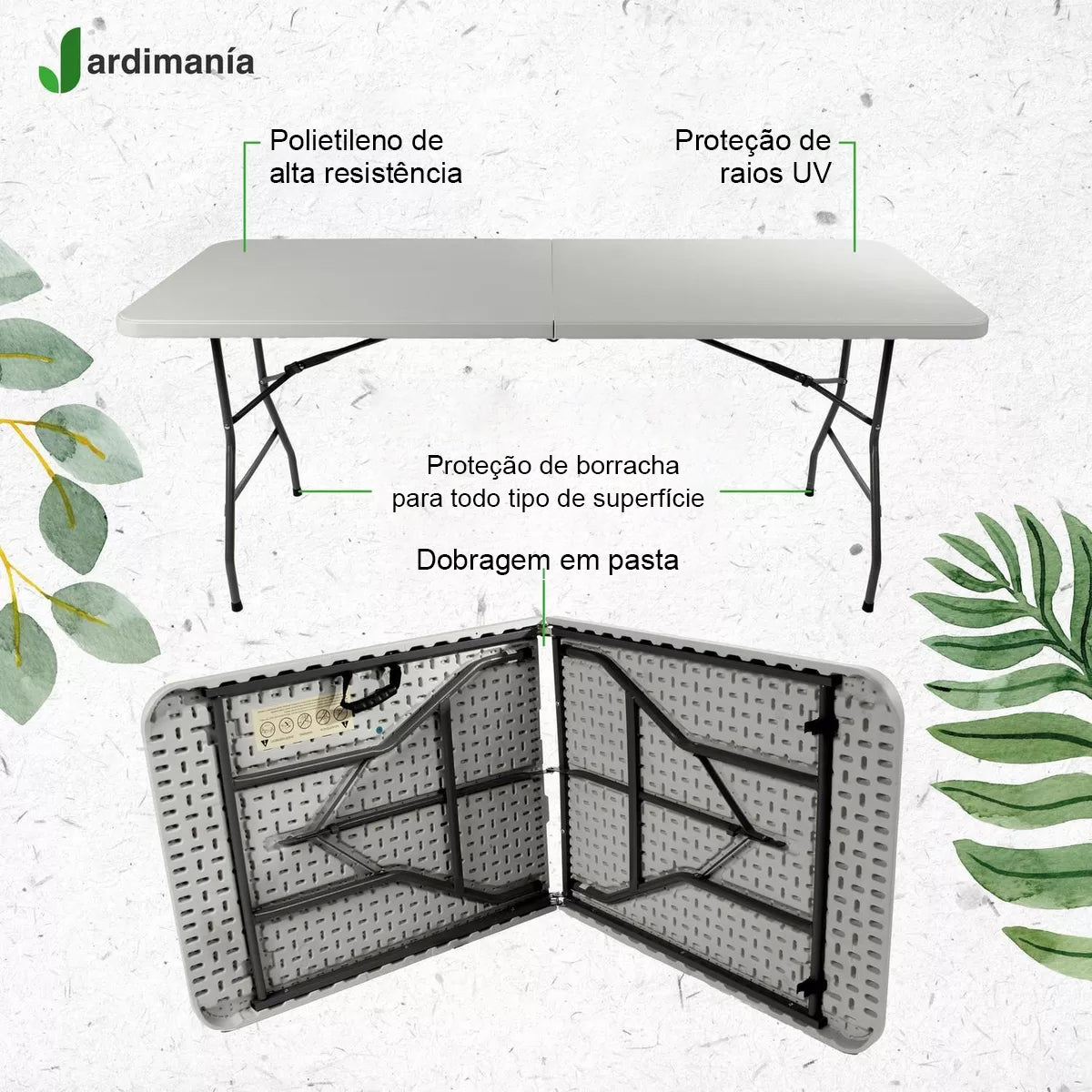 Mesa Dobrável Portátil Tipo Maleta Reforçada 180cm