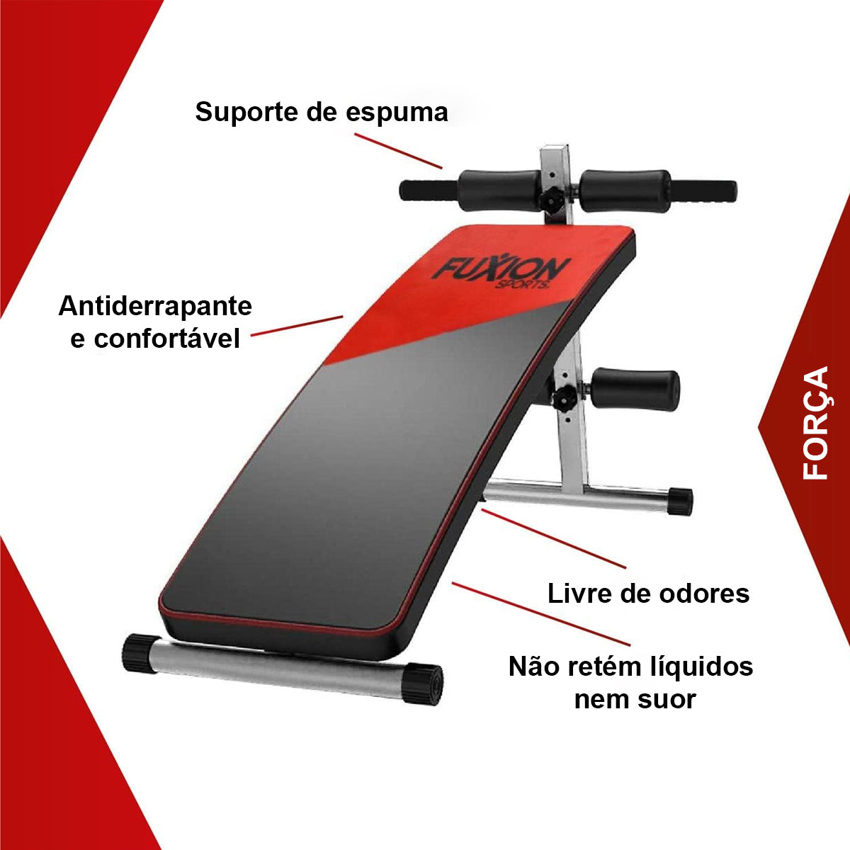 Prancha Abdominal Banco Declinado Exercícios Fuxion Sports