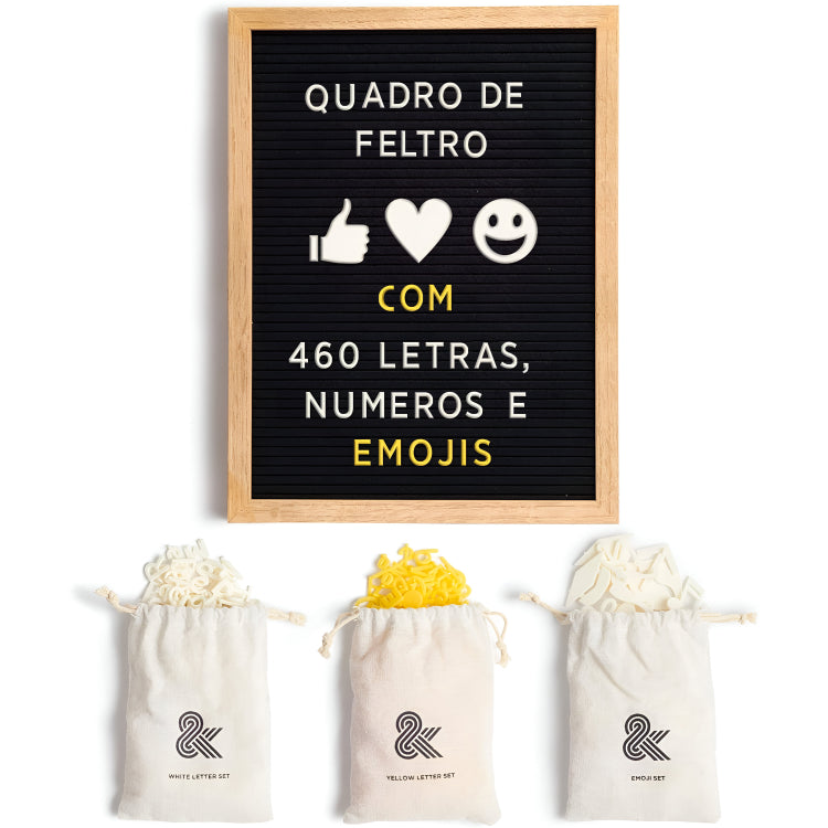 Quadro decorativo de Letras Feltro 40x30cm 460 Peças