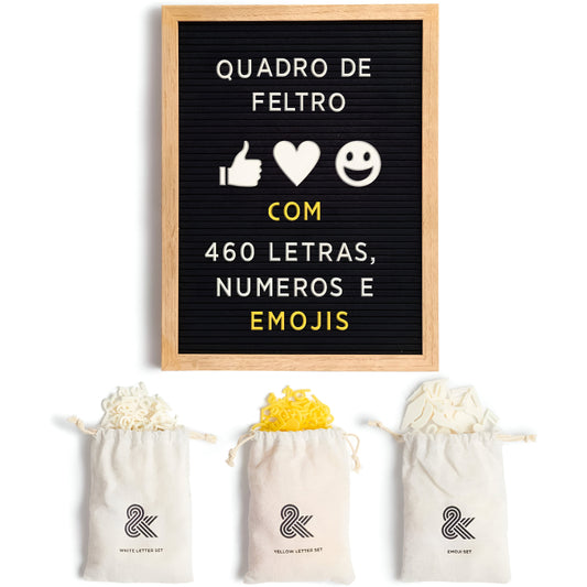 Quadro decorativo de Letras Feltro 40x30cm 460 Peças