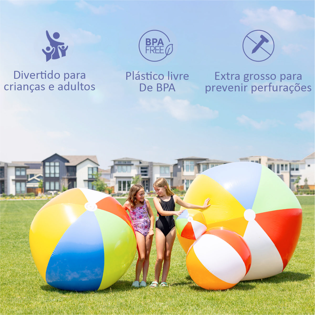 Bola Gigante Inflável Colorida 1,83m Piscina Praia Festa