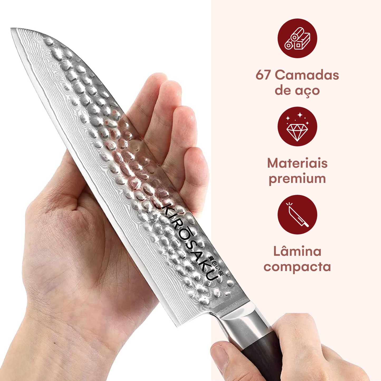 Faca Santoku 18cm Kirosaku Aço Damasco