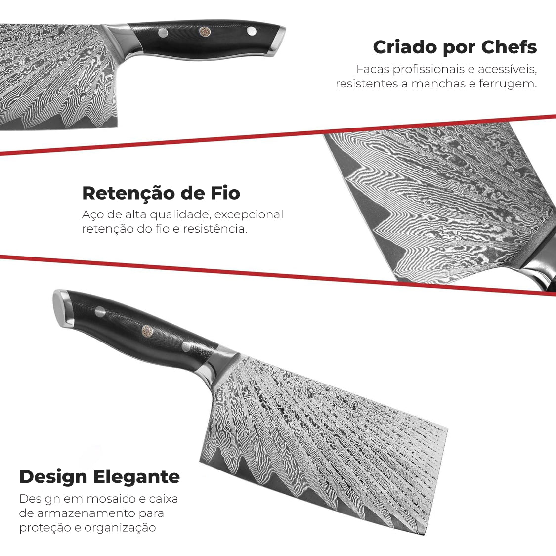 Cutelo Faca de Açougueiro Master Maison 19 cm Aço Damasco