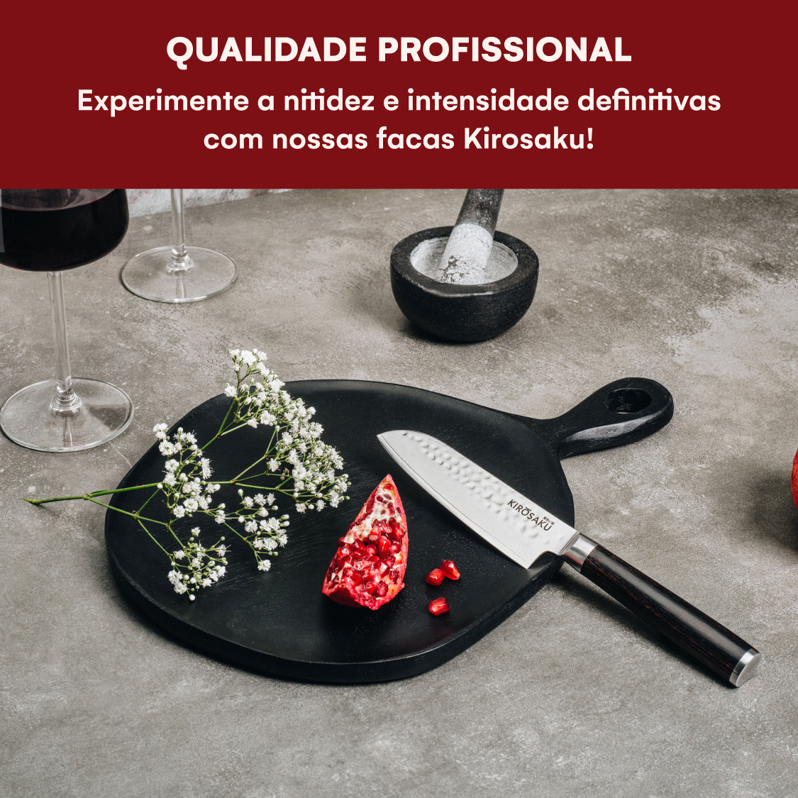 Faca Santoku 18cm Kirosaku Aço Damasco