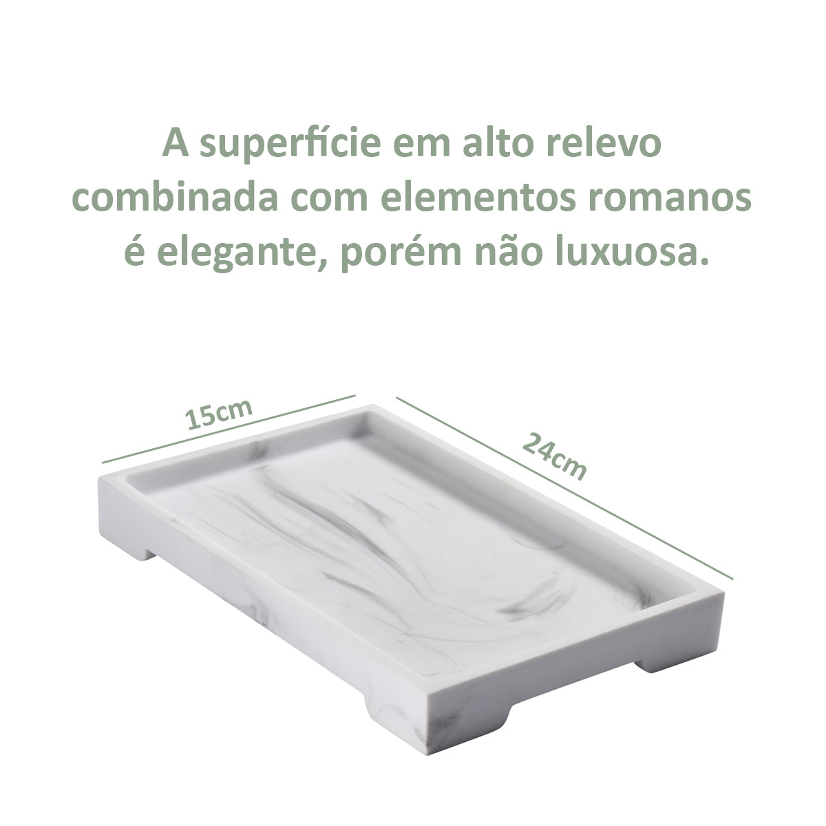 Bandeja de Banheiro Decorativa em Resina Natural Retangular