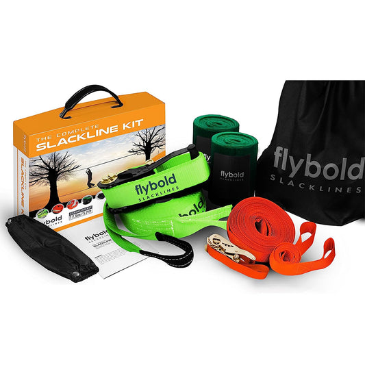 Kit Slackline Verde Corda 17mts Catraca + Alças e Proteções